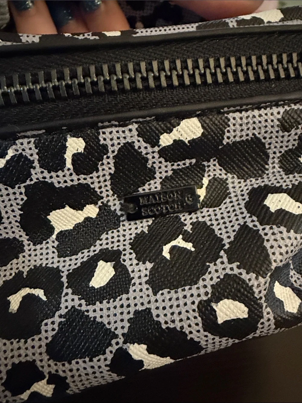 Maison Scotch / Scotch & Soda Black/Gray and White Leopard Cosmetic Case